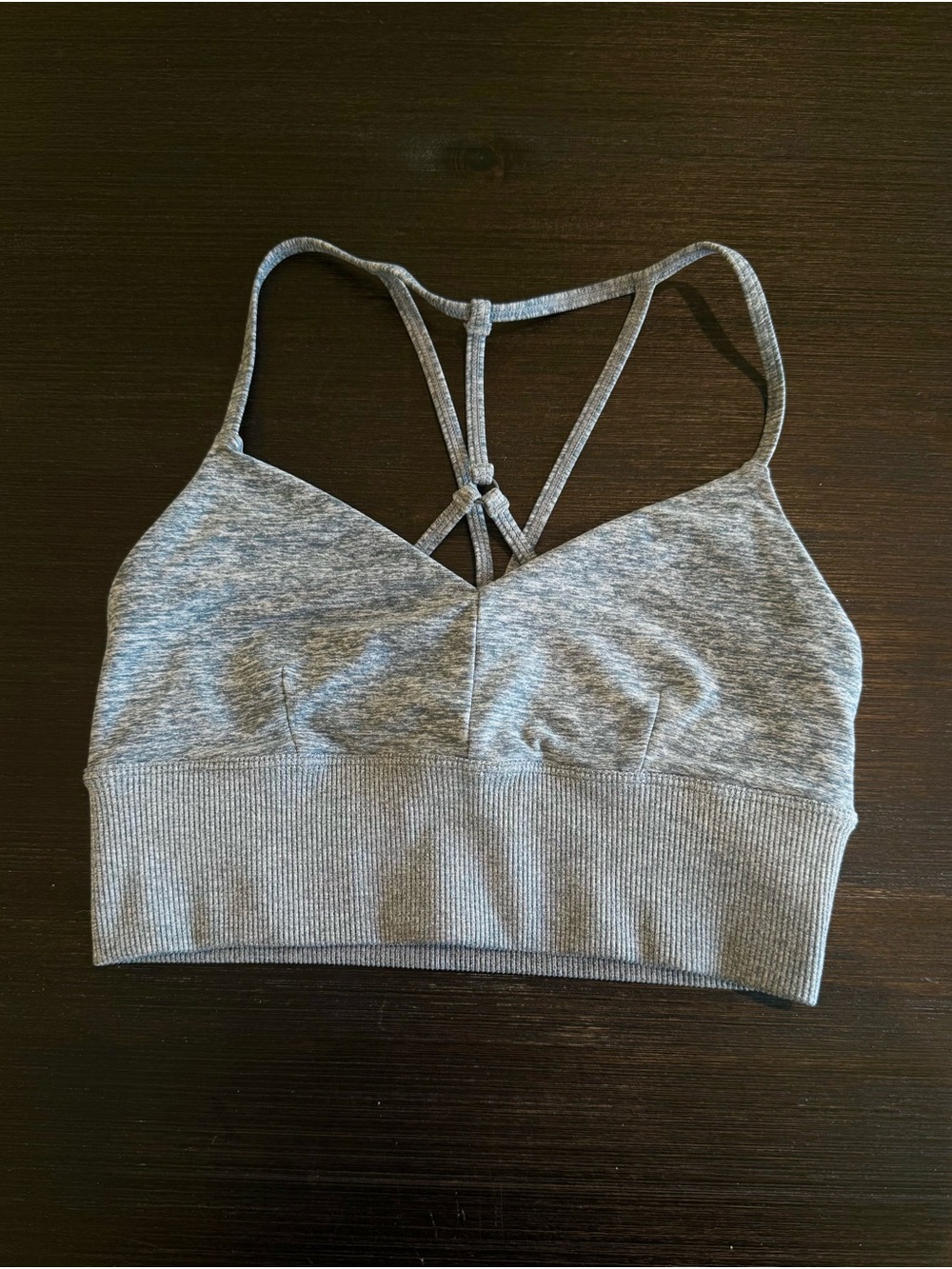 Alo Yoga Alosoft Lavish Sports Bra in Blue Heather Grey